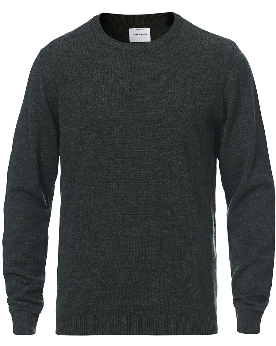 Herren | Pullover | A Day's March | Alagón Merino Crew Moss Melange