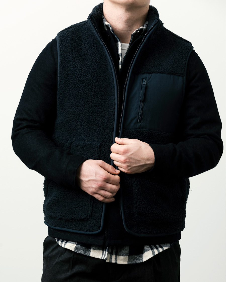 Herren | Pullover | A Day's March | Arvån Recycled Fleece Vest Navy