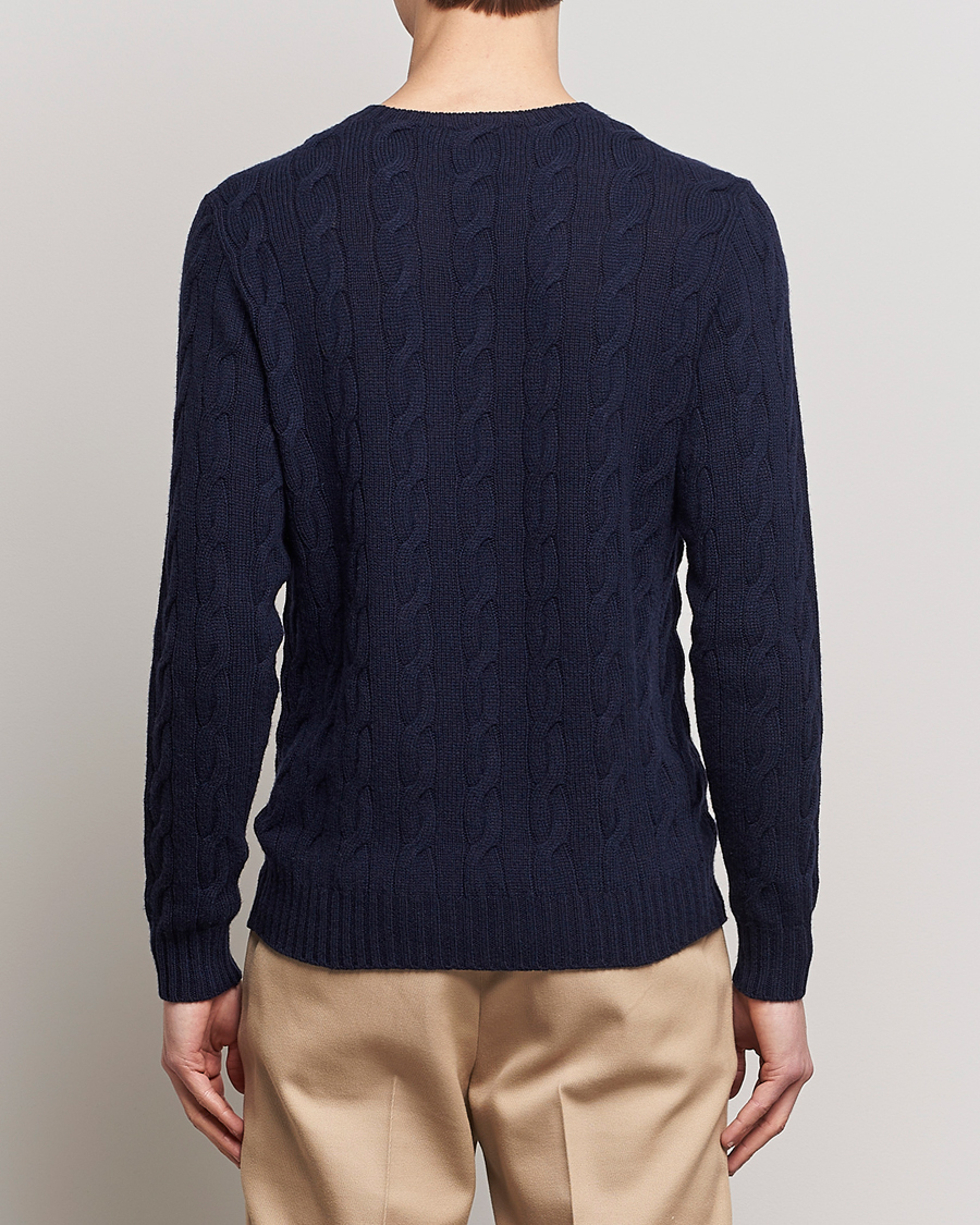 Herren | Pullover | Ralph Lauren Purple Label | Cashmere Cable Crew Neck Sweater Chairman Navy