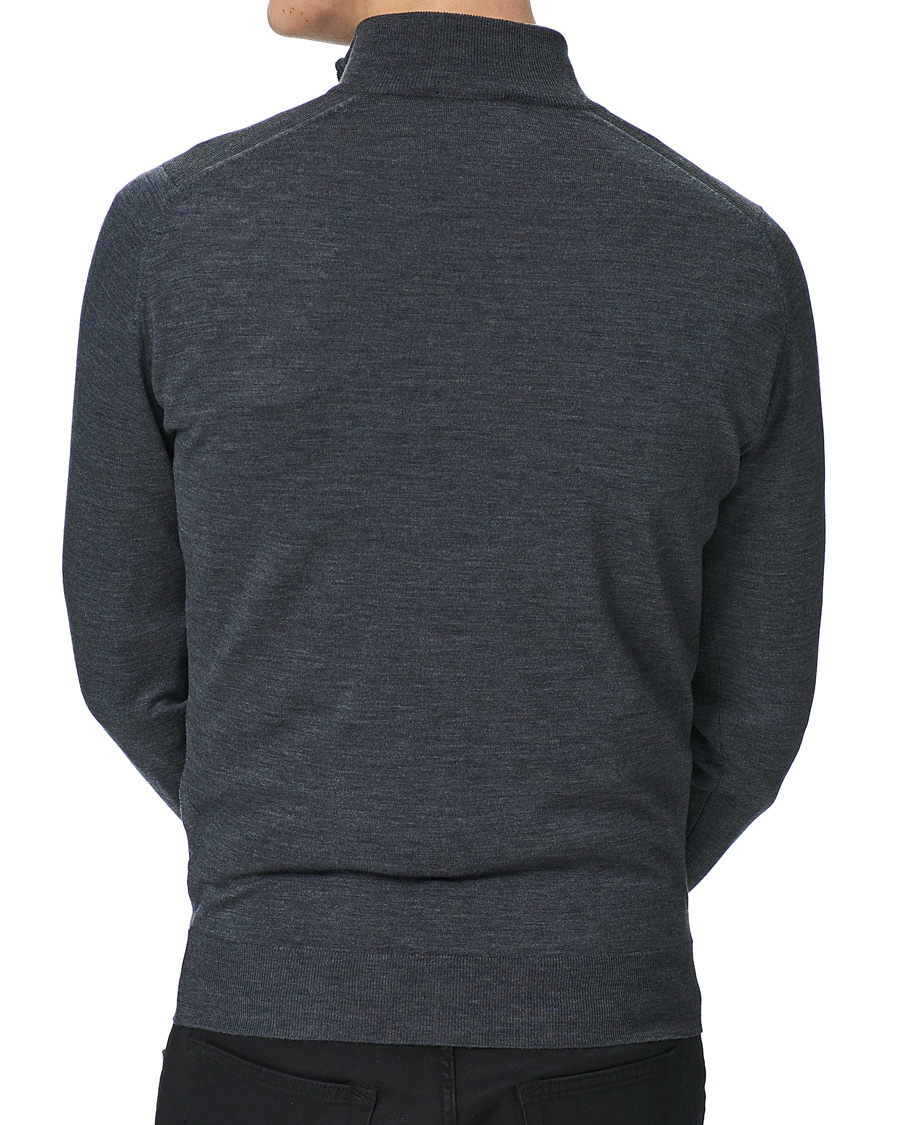Herren | Pullover | John Smedley | Barrow Extra Fine Merino Half Zip Charcoal