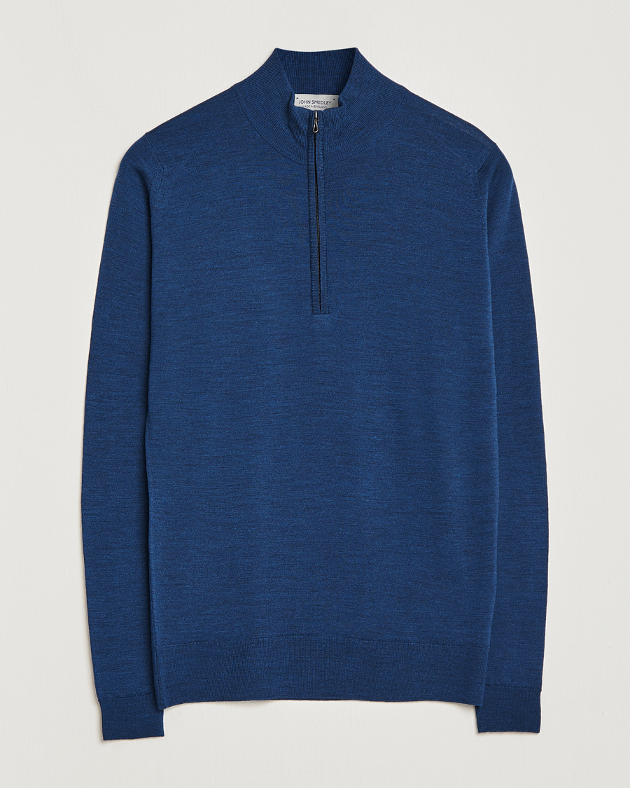Herren | Pullover | John Smedley | Barrow Extra Fine Merino Half Zip Indigo