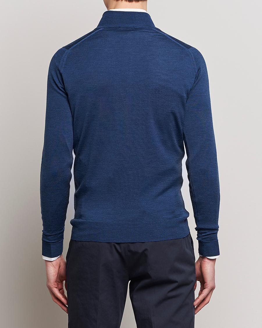 Herren | Pullover | John Smedley | Barrow Extra Fine Merino Half Zip Indigo