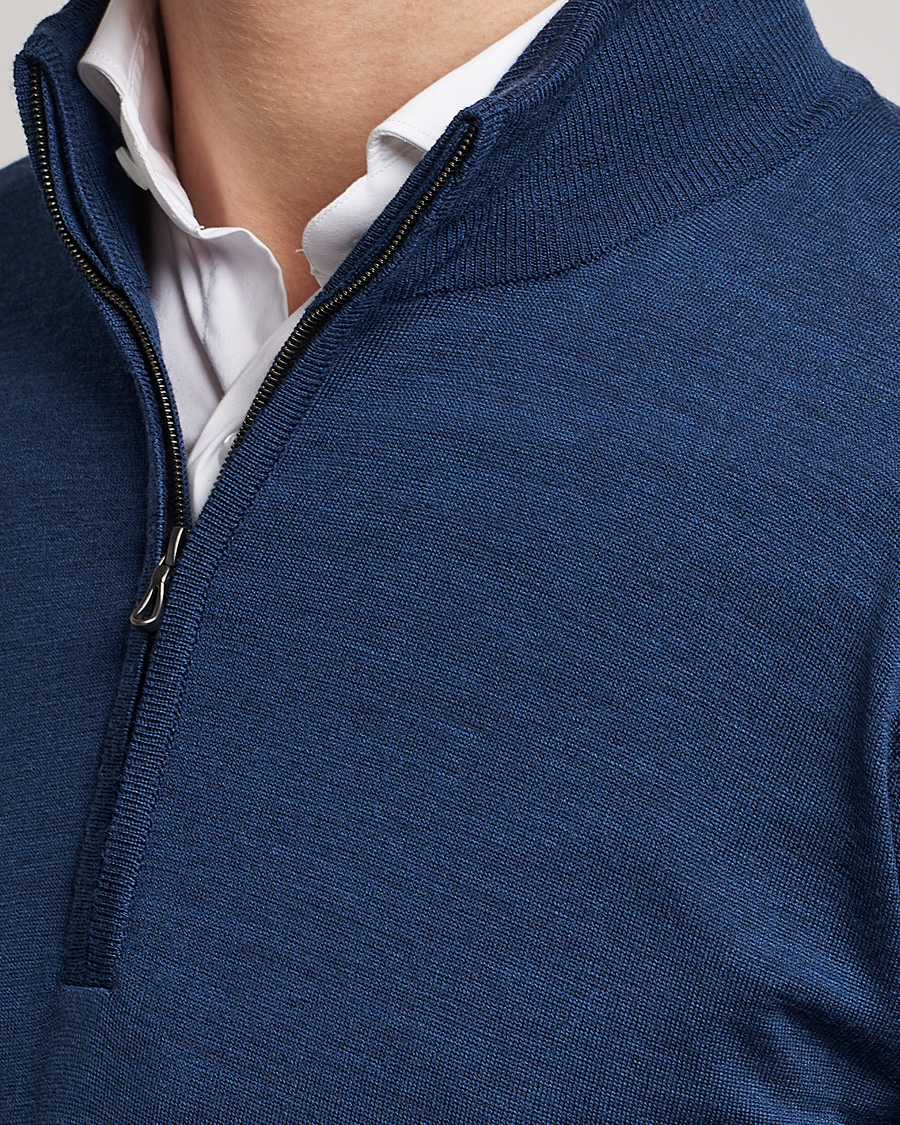 Herren | Pullover | John Smedley | Barrow Extra Fine Merino Half Zip Indigo