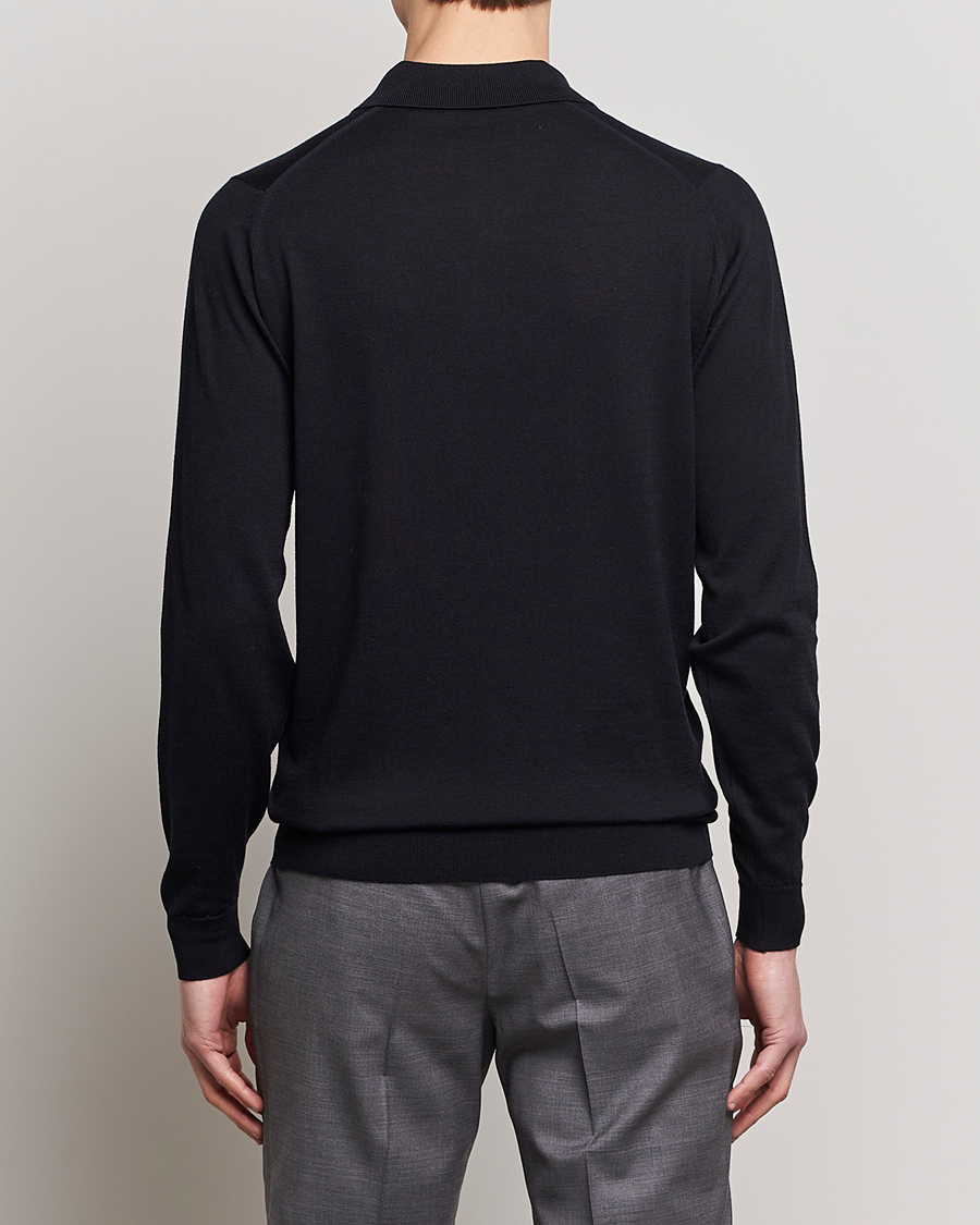 Herren | Pullover | John Smedley | Belper Wool/Cotton Polo Pullover Navy