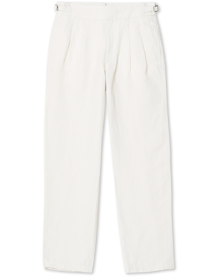 Herren | Hosen | Orlebar Brown | Lyford Relaxed Pleated Linen Trousers White Sand
