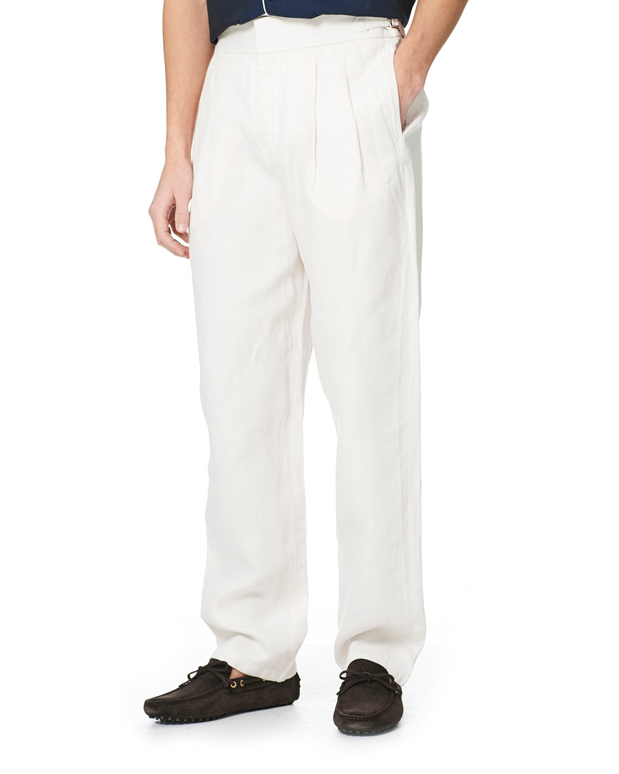 Herren | Hosen | Orlebar Brown | Lyford Relaxed Pleated Linen Trousers White Sand