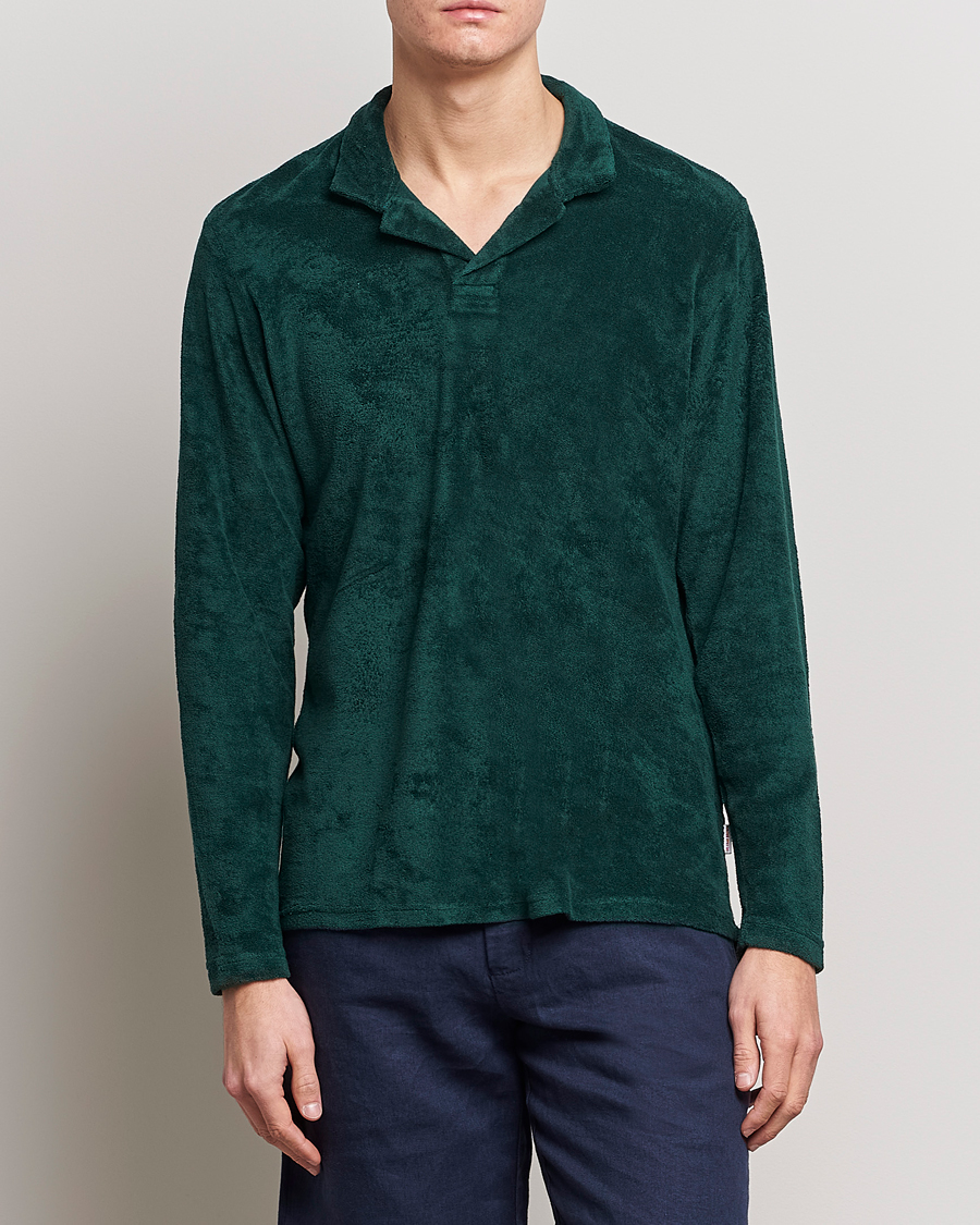 Herren | Pullover | Orlebar Brown | Terry Long Sleeve Polo Racing Green
