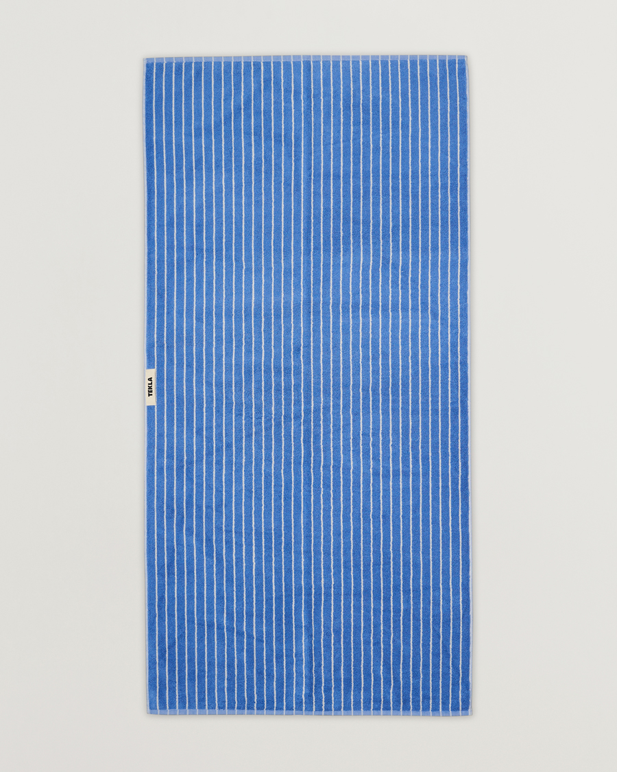 Herren | Textilien | Tekla | TeklaOrganic Terry Bath TowelClear Blue Stripes