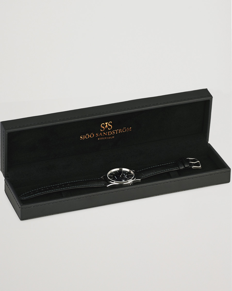 Herren | Sjöö Sandström Jubilee Steel Quartz 40mm Black/Black Calf | Sjöö Sandström | Jubilee Steel Quartz 40mm Black/Black Calf