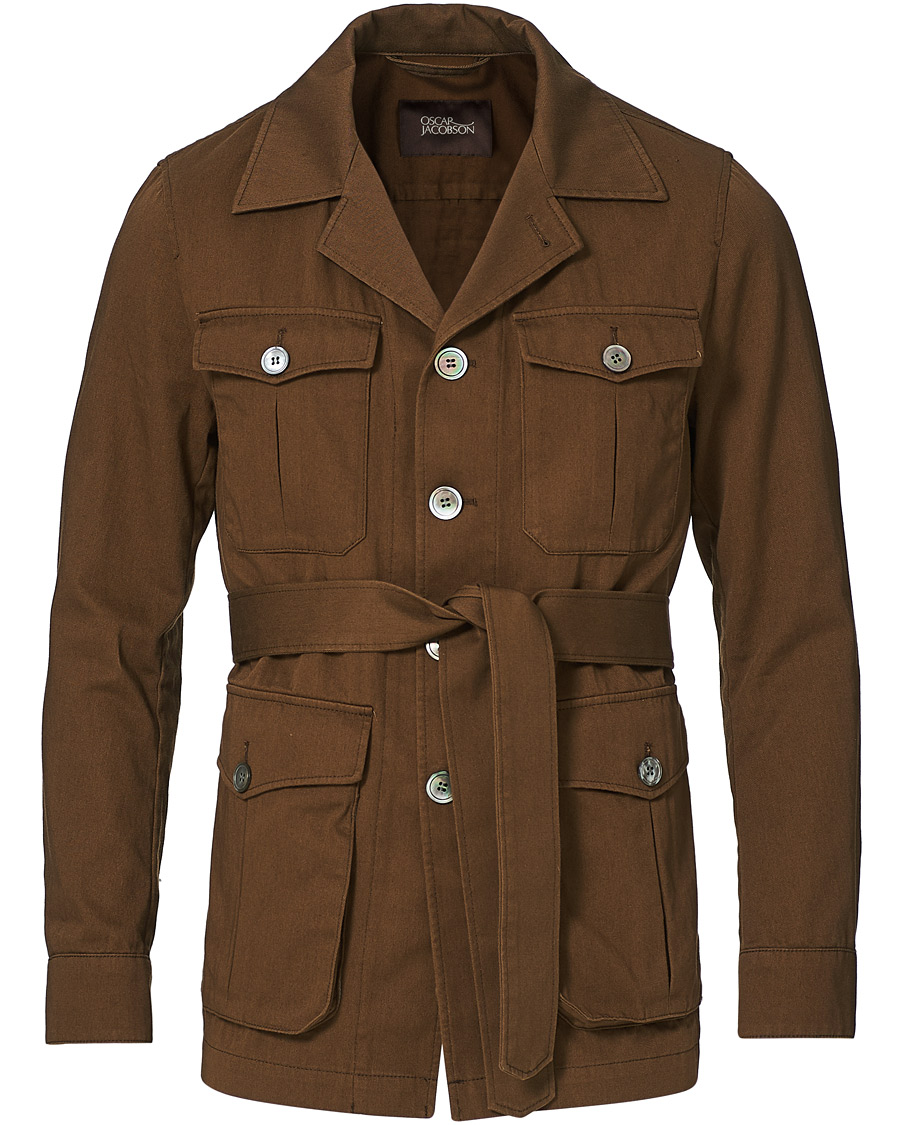 Herren | Hemden | Oscar Jacobson | Westwood Washed Cotton Shirt Jacket Army Brown