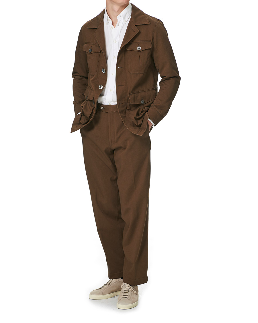 Herren | Hemden | Oscar Jacobson | Westwood Washed Cotton Shirt Jacket Army Brown