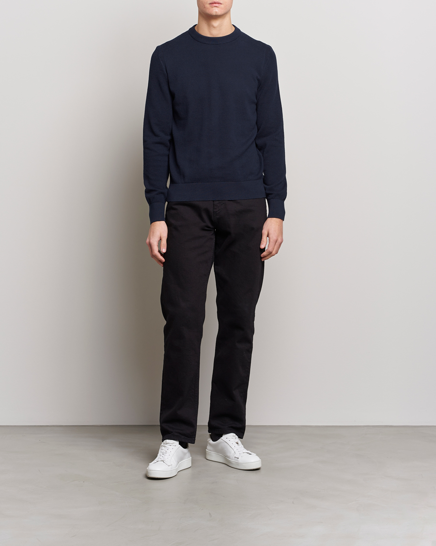 Herren | Pullover | BOSS BLACK | Ecaio Knitted Structured Sweater Dark Blue