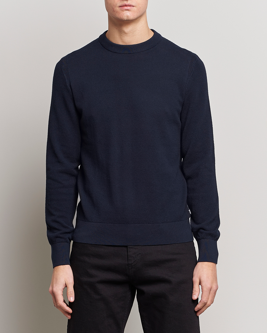 Herren | Pullover | BOSS BLACK | Ecaio Knitted Structured Sweater Dark Blue
