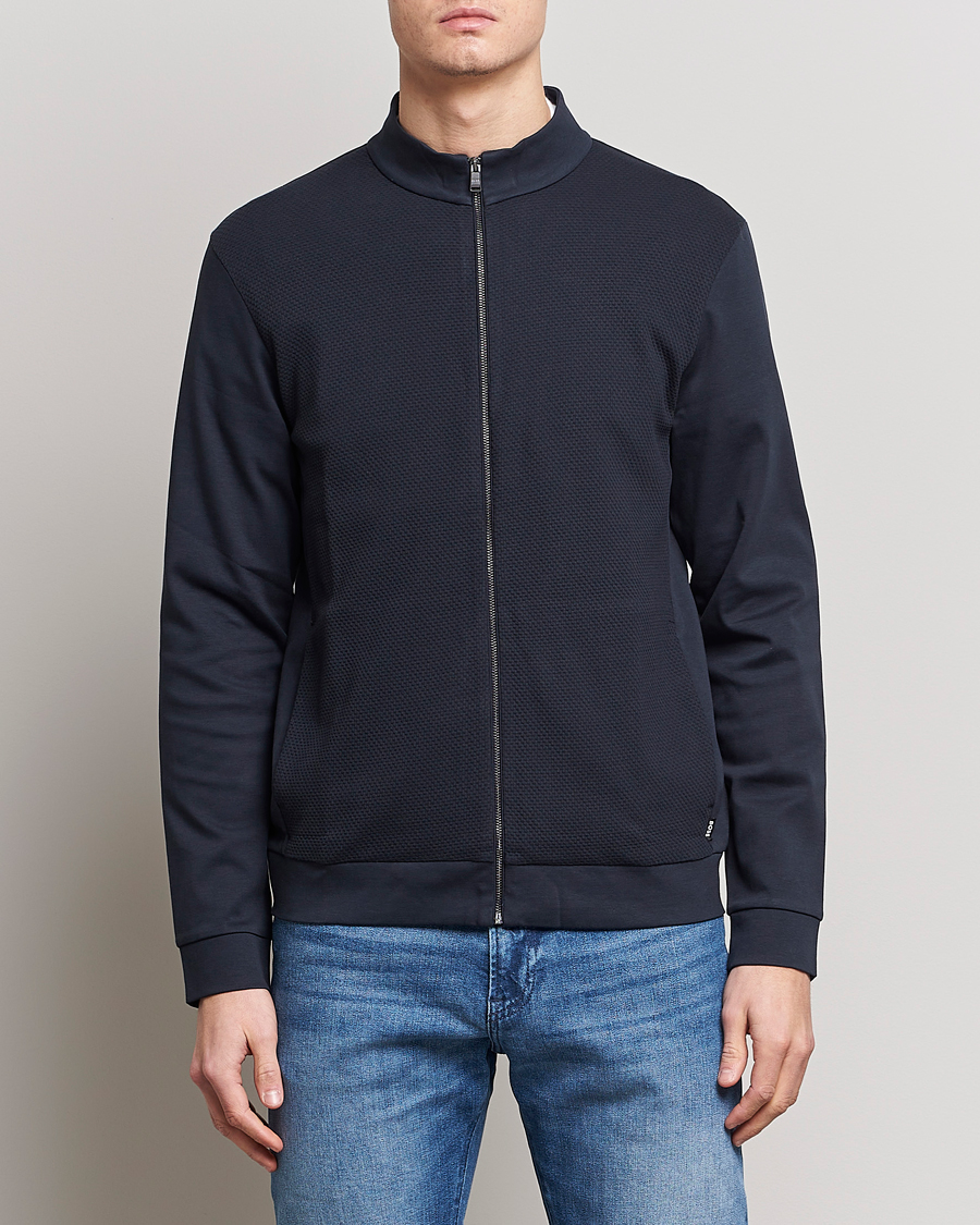 Herren | 30% sale | BOSS BLACK | Skiles Knitted Full-Zip Sweater Dark Blue