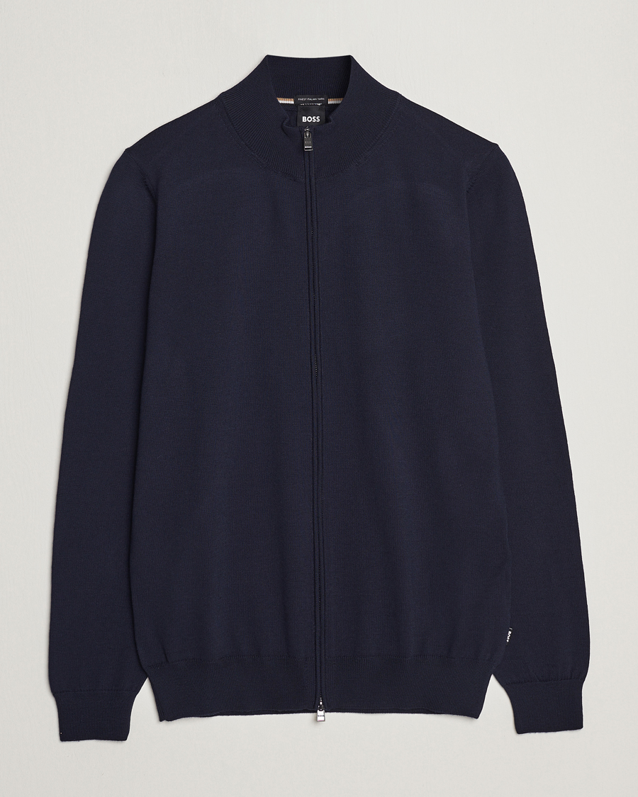 Herren | Pullover | BOSS BLACK | Balonso Full-Zip Sweater Dark Blue