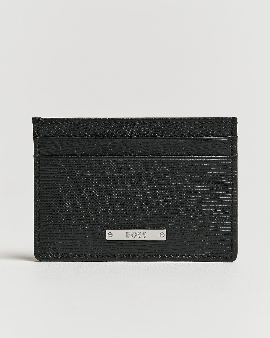 Herren | Gallery Leather Credit Card Holder Black | BOSS BLACK | Gallery Leather Credit Card Holder Black