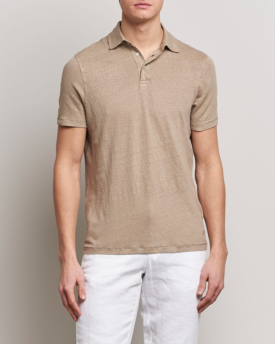 Herren | Poloshirts | Stenströms | Linen Polo Shirt Beige