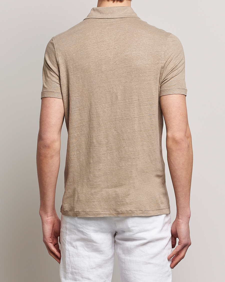 Herren | Poloshirts | Stenströms | Linen Polo Shirt Beige