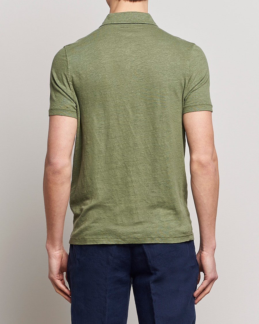 Herren | Poloshirts | Stenströms | Linen Polo Shirt Olive