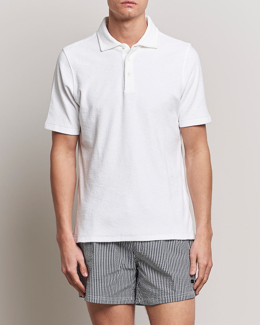 Herren | Poloshirts | Stenströms | Terry Cotton Poloshirt White