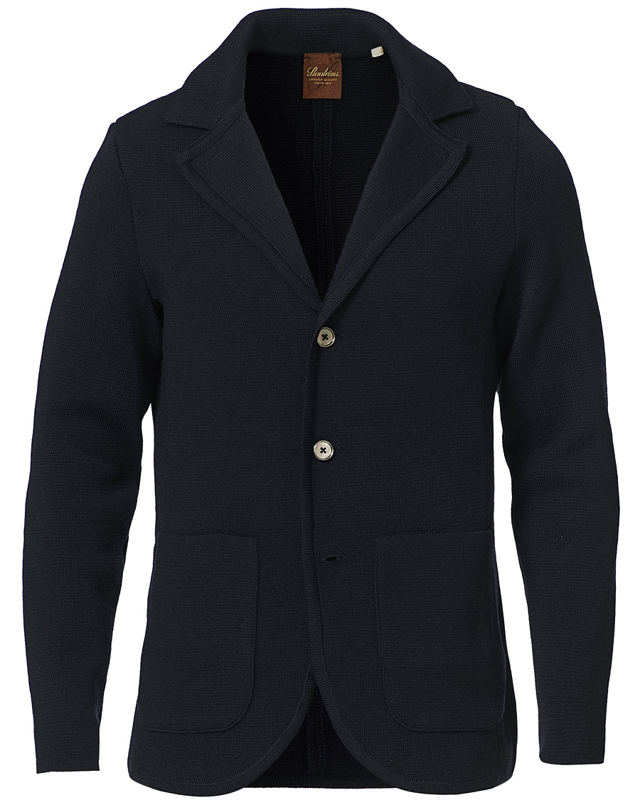 Herren | Sakkos | Stenströms | Milano Knitted Merino Blazer Navy