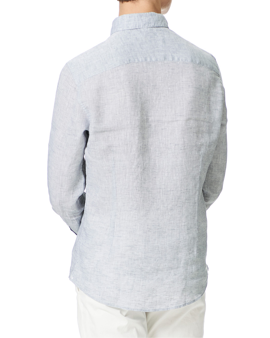 Herren | Hemden | Stenströms | Slimline Button Down Linen Shirt Light Grey