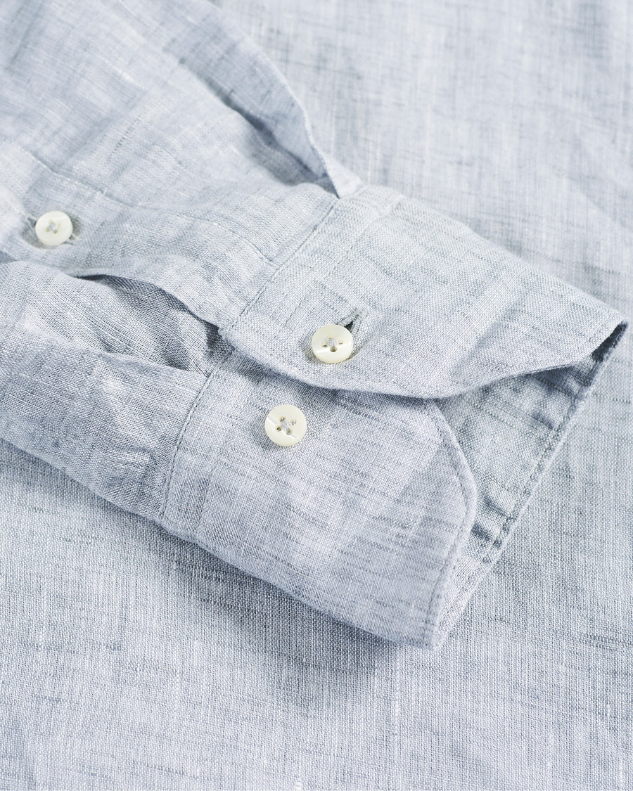 Herren | Hemden | Stenströms | Slimline Button Down Linen Shirt Light Grey