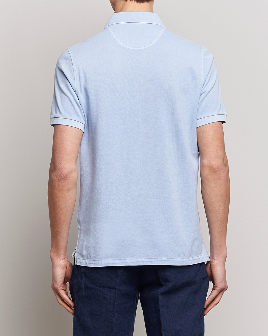 Herren | Poloshirts | Stenströms | Pigment Dyed Cotton Polo Shirt Light Blue