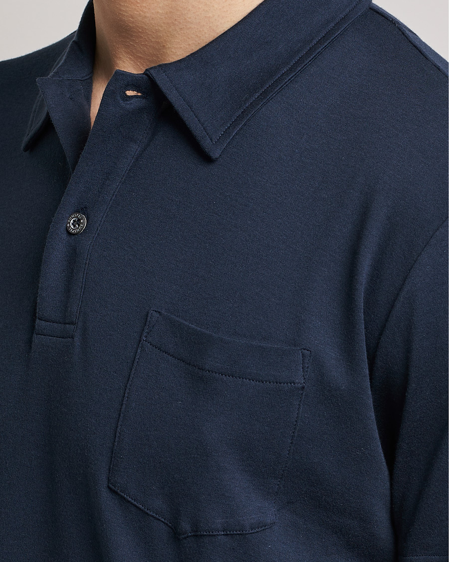 Herren | Poloshirts | Sunspel | Sea Island Jersey Riviera Polo Navy