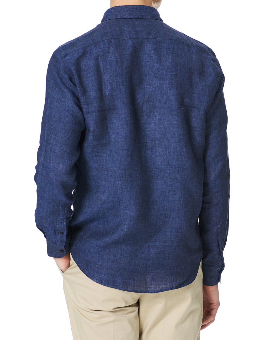 Herren | Hemden | Sunspel | Linen Casual Shirt Navy Melange