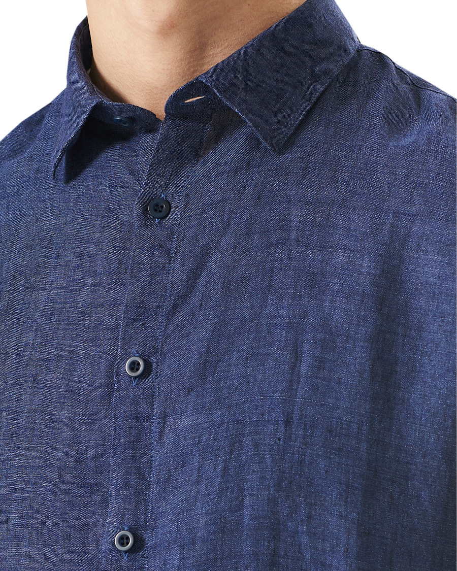 Herren | Hemden | Sunspel | Linen Casual Shirt Navy Melange