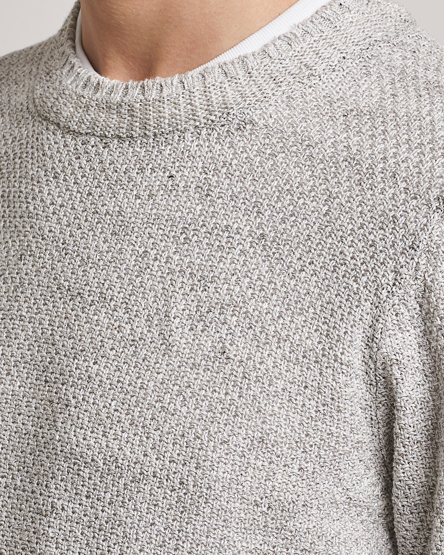 Herren | Pullover | Inis Meáin | Moss Stiched Linen Crew Neck Cream