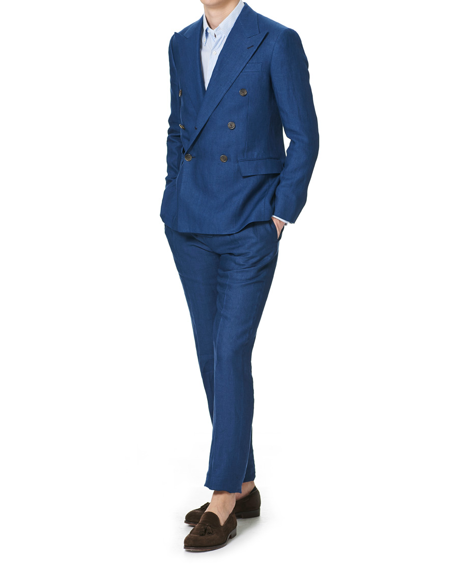 Herren | Hosen | Ralph Lauren Purple Label | Linen Trousers Medium Blue