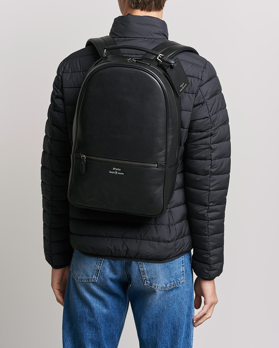 Herren | Taschen | Polo Ralph Lauren | Leather Backpack Black