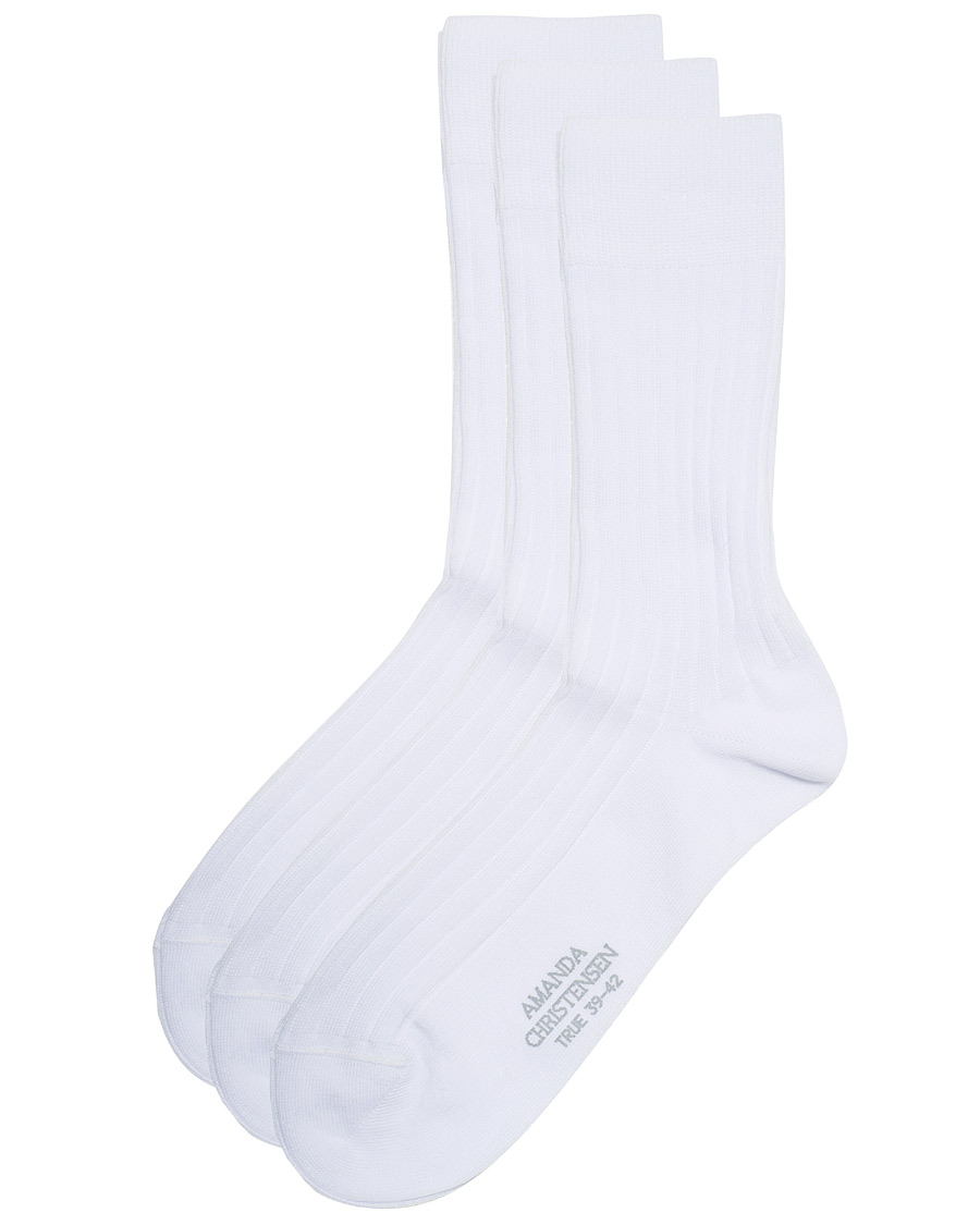 Herren | Unterwäsche | Amanda Christensen | 3-Pack True Cotton Ribbed Socks White