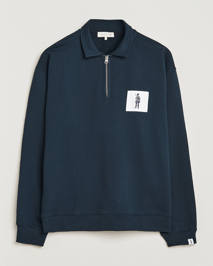 Herren | Pullover | Mackintosh | Dandyman Zip Sweat Navy