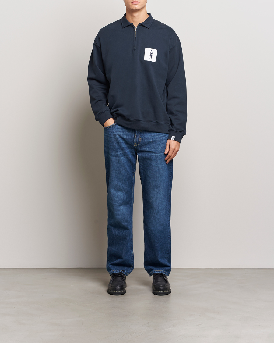 Herren | Pullover | Mackintosh | Dandyman Zip Sweat Navy