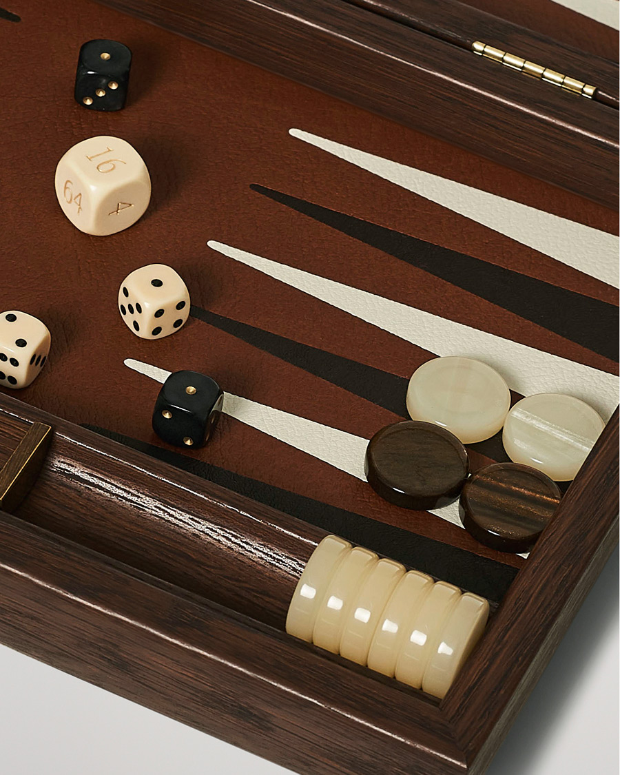 Herren | Spiel und Freizeit | Manopoulos | Small Leatherette Backgammon Set Caramel Brown