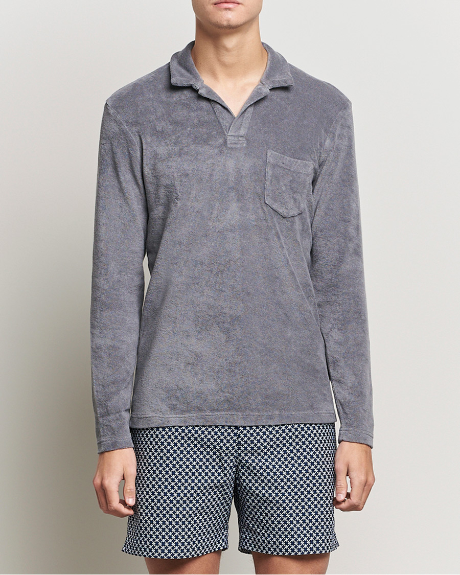 Herren | Pullover | Orlebar Brown | Terry Long Sleeve Polo Granite