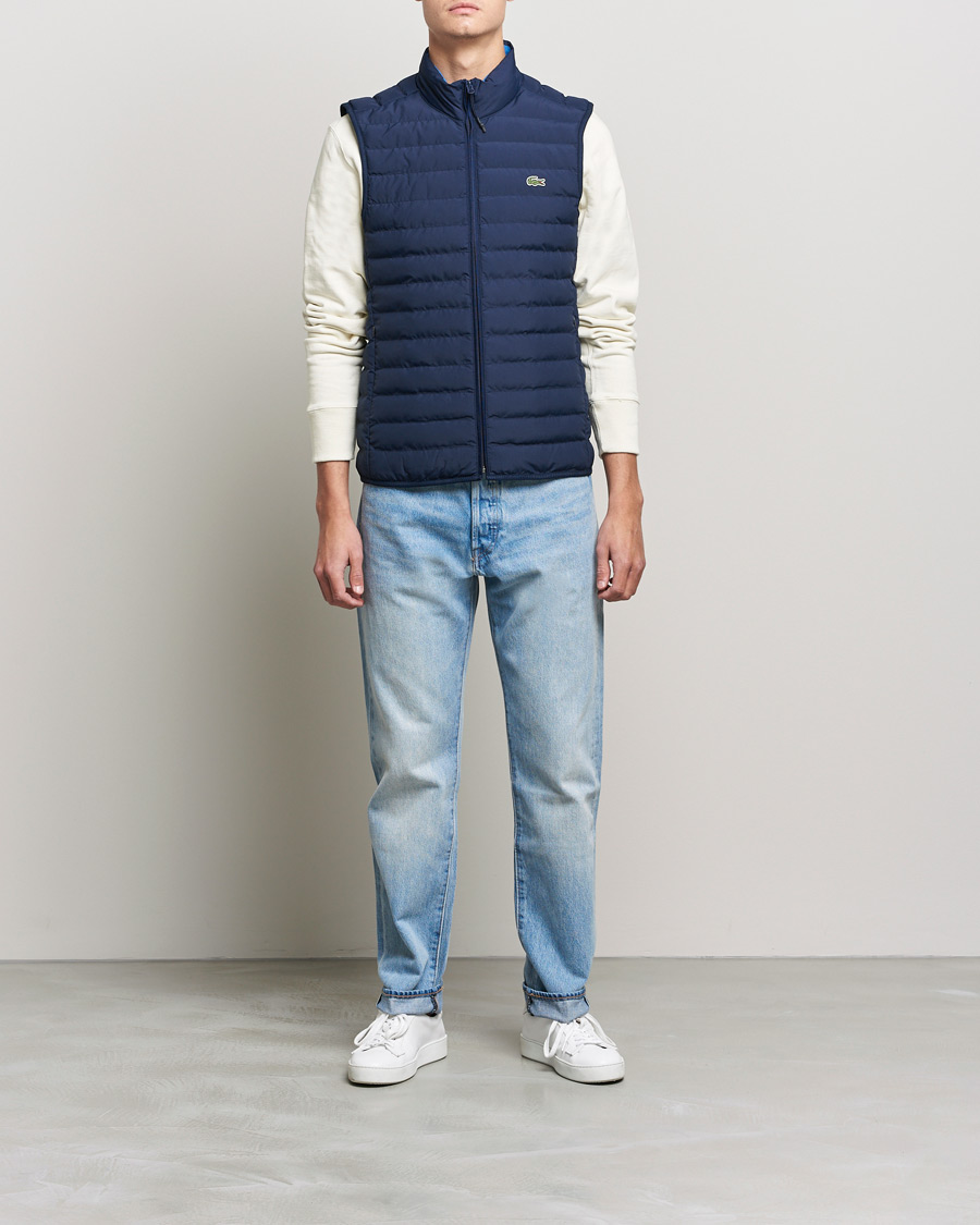 Herren | Westen | Lacoste | Lightweight Water-Resistant Quilted Zip Vest Navy Blue