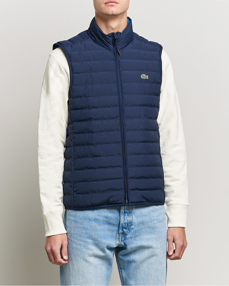 Herren | Westen | Lacoste | Lightweight Water-Resistant Quilted Zip Vest Navy Blue