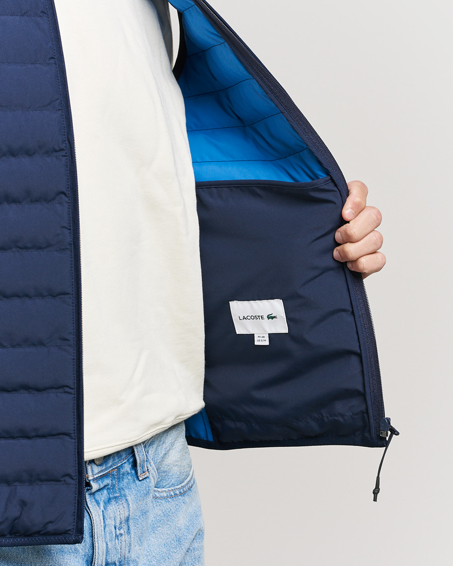 Herren | Westen | Lacoste | Lightweight Water-Resistant Quilted Zip Vest Navy Blue