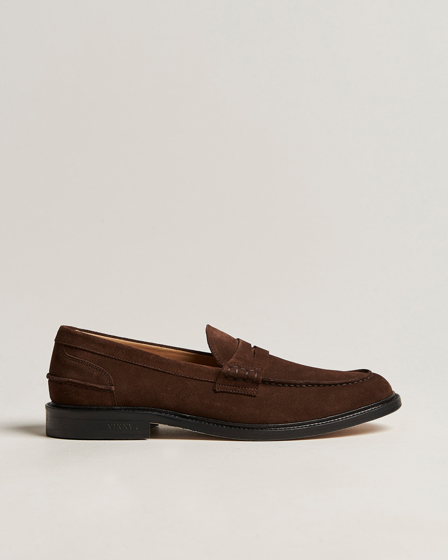 Herren | VINNY's Townee Penny Loafer Dark Brown Suede | VINNY's | Townee Penny Loafer Dark Brown Suede
