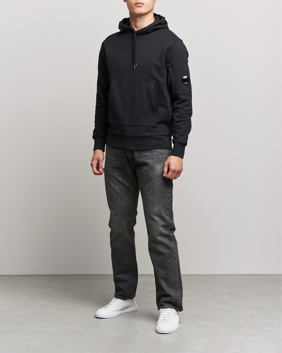 Herren | Pullover | C.P. Company | Diagonal Raised Fleece Hooded Lens Sweatshirt Black