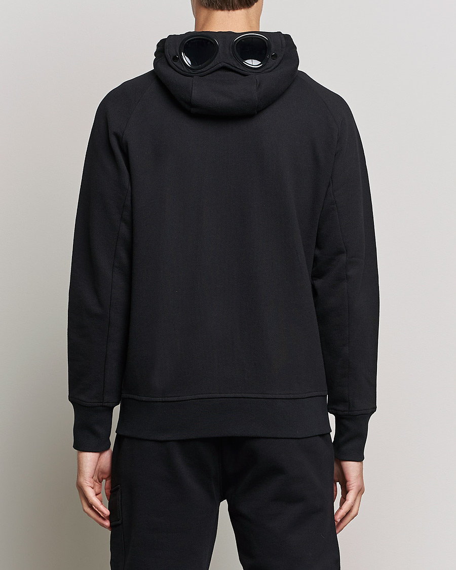 Herren | Pullover | C.P. Company | Diagonal Raised Fleece Full Zip Goggle Hoodie Black