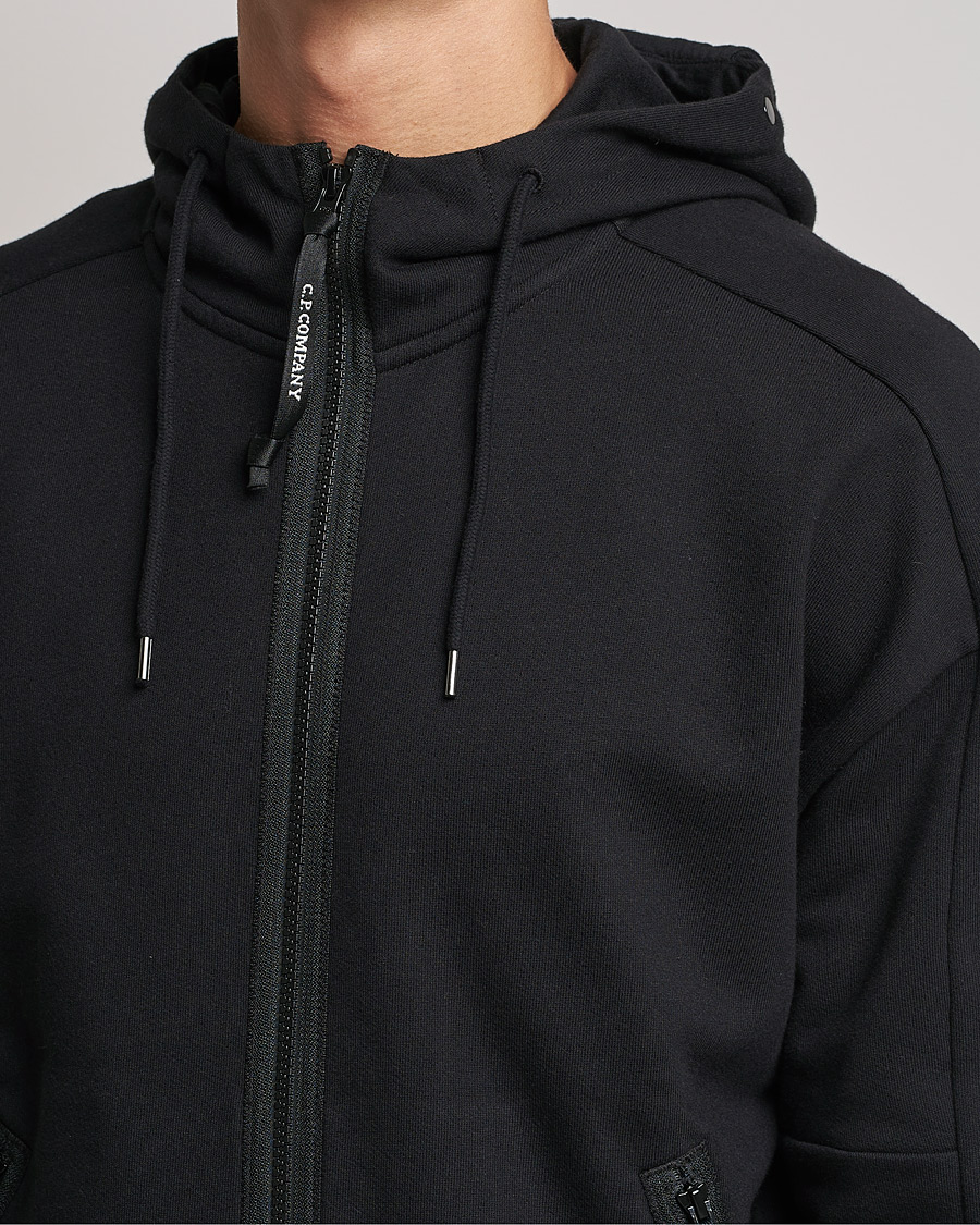 Herren | Pullover | C.P. Company | Diagonal Raised Fleece Full Zip Goggle Hoodie Black
