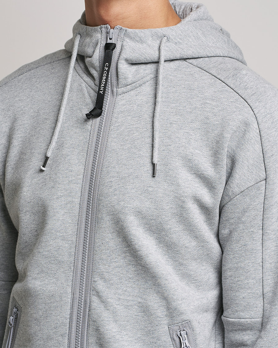 Herren | Pullover | C.P. Company | Diagonal Raised Fleece Full Zip Goggle Hoodie Grey