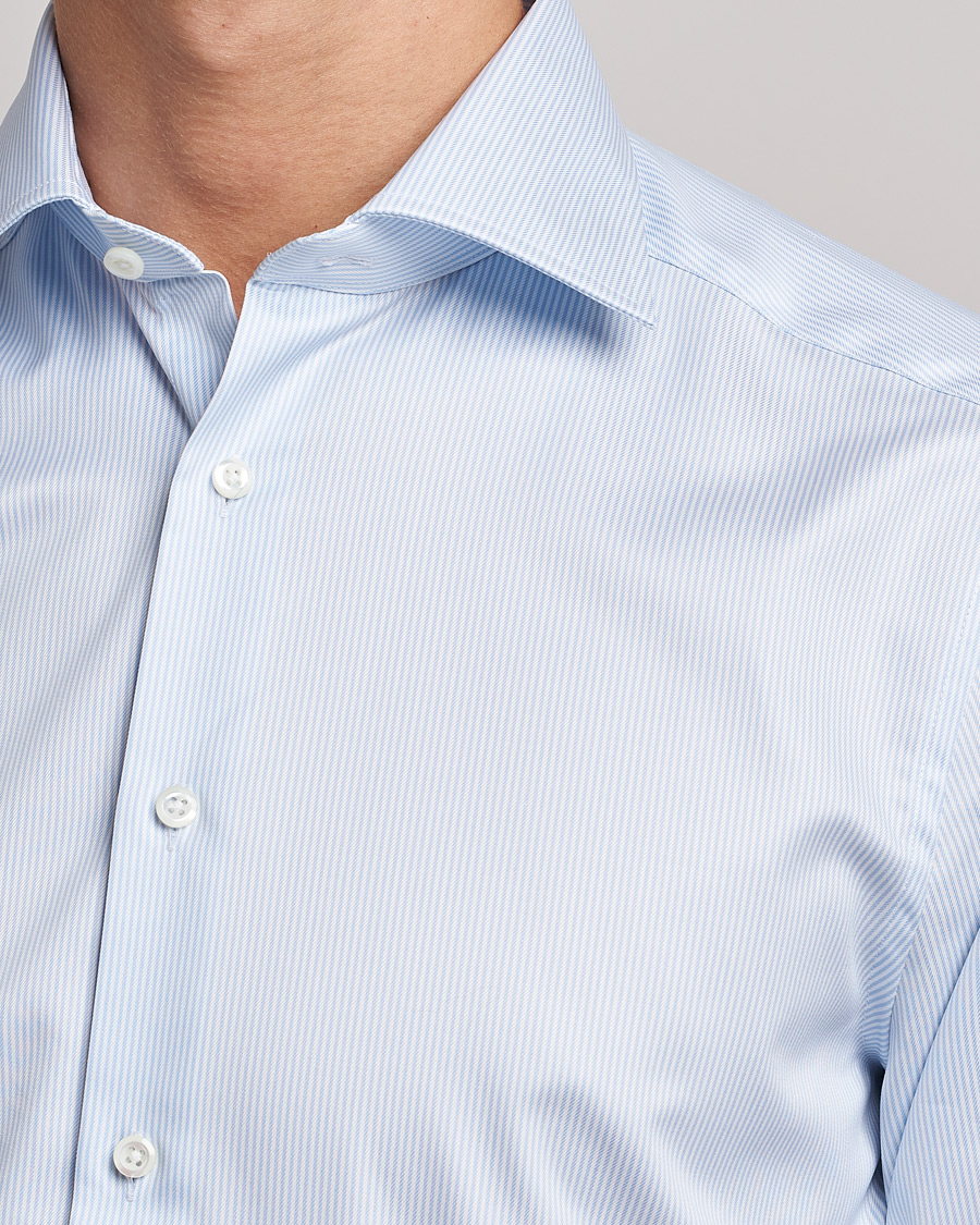 Herren | Hemden | Stenströms | Slimline Thin Stripe Shirt White/Blue