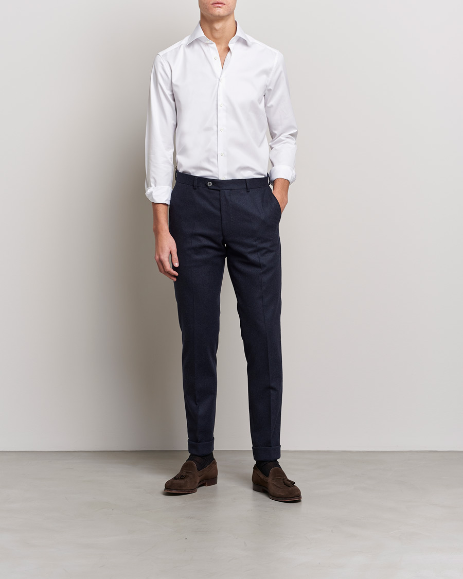 Men | Business Shirts | Stenströms | Slimline Cut Away Shirt White