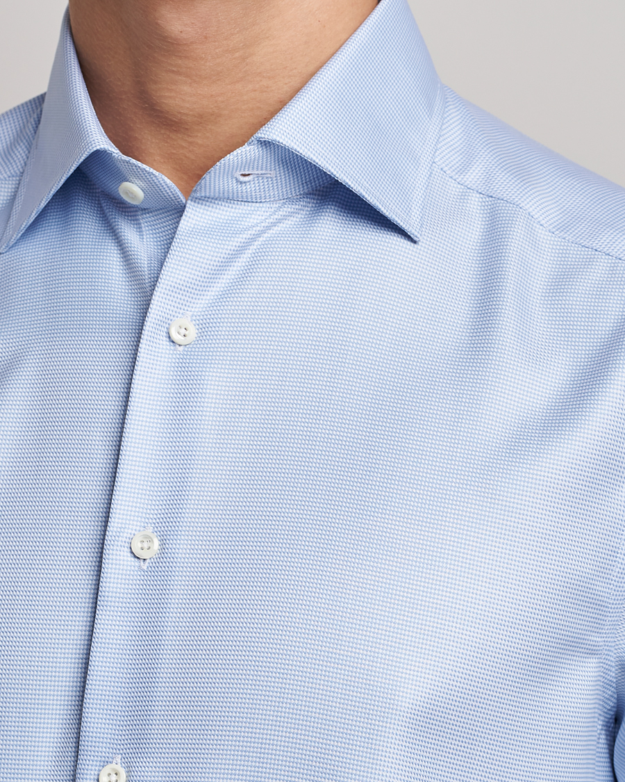 Herren | Hemden | Stenströms | Slimline Houndstooth Shirt Light Blue